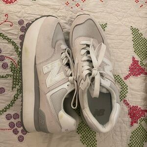 New Balance Light Gray and White Sneakers